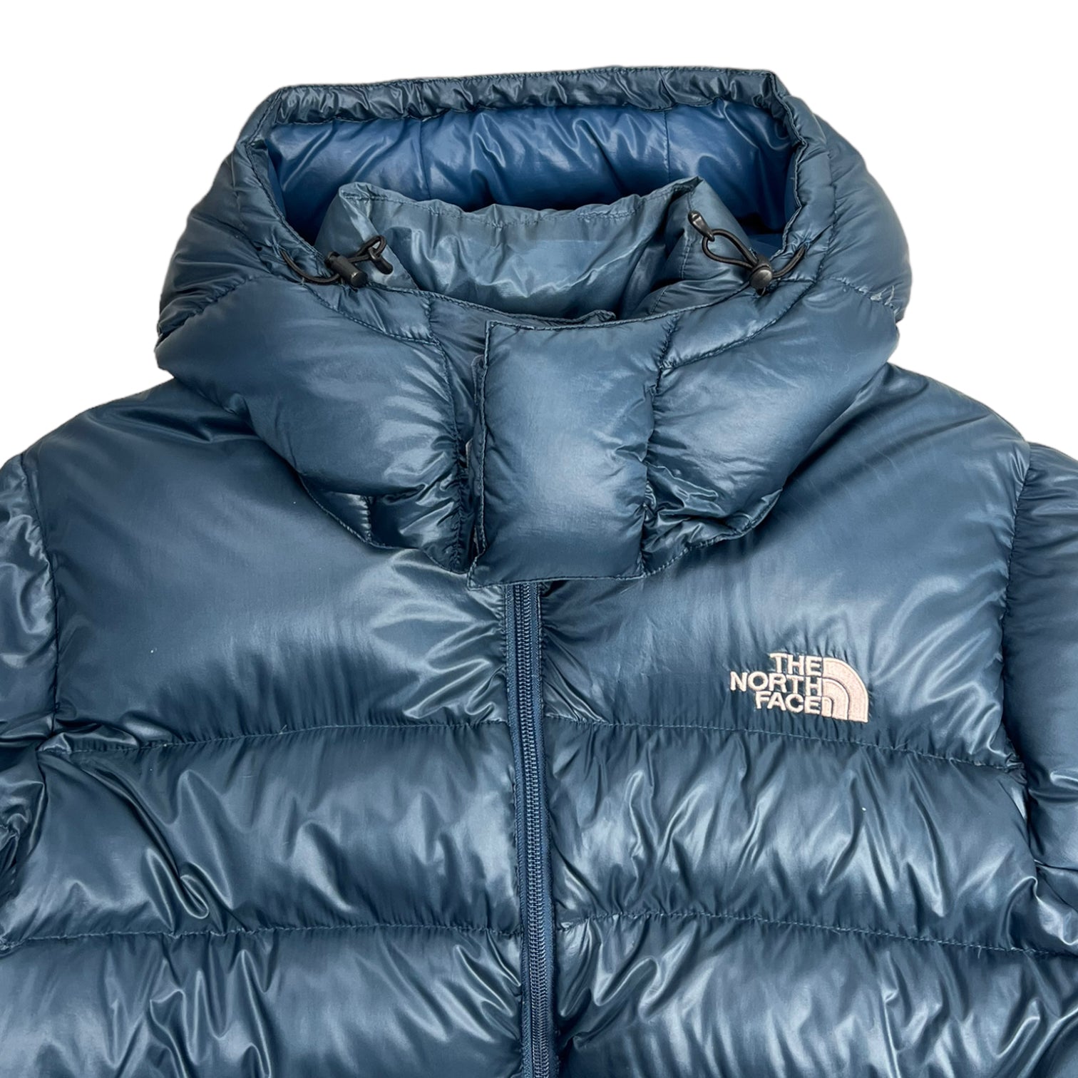 The North Face 800 Hooded Puffer Jacket Steel Blue - Steel Blue Hooded Puffer Jacket