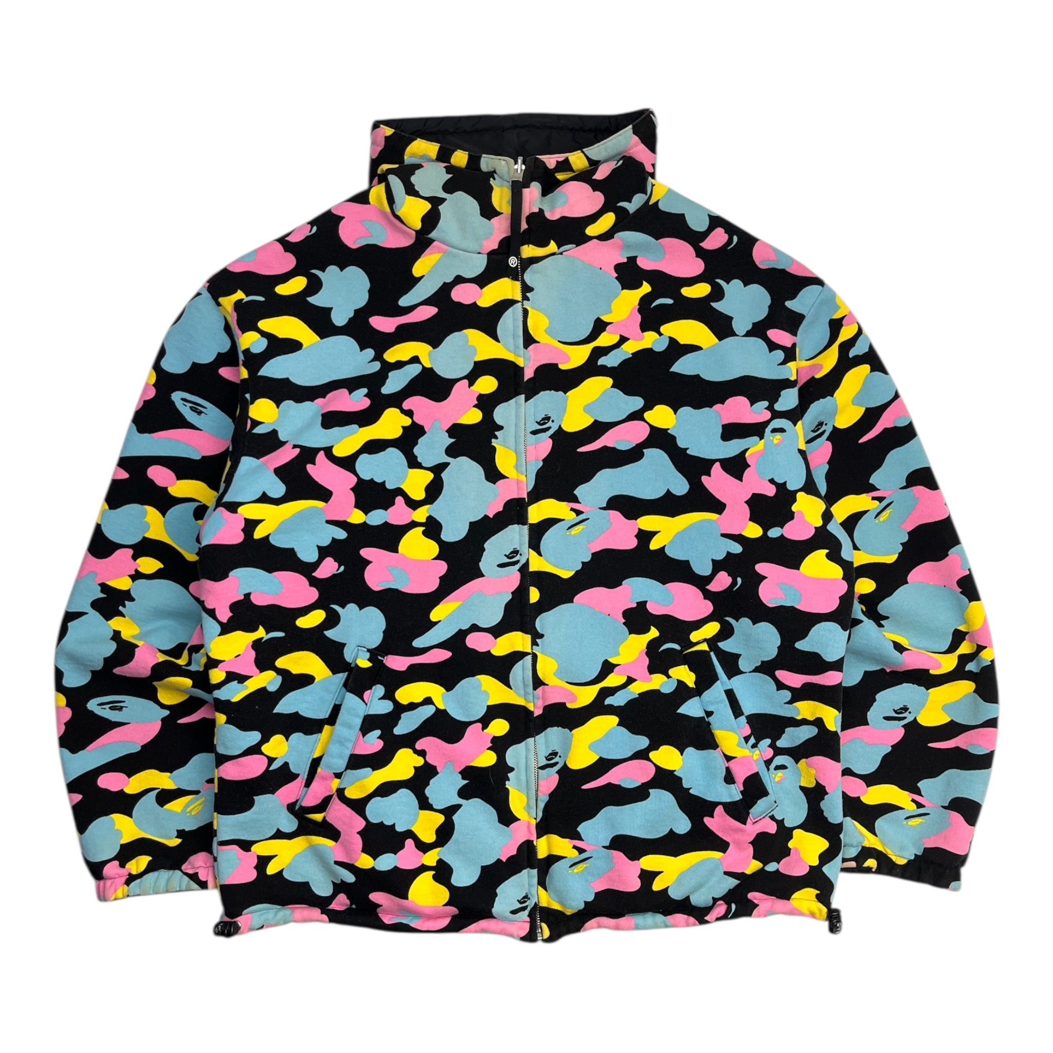 A Bathing Ape Cotton Candy Camo Reversible Pocket Zip Up Jacket