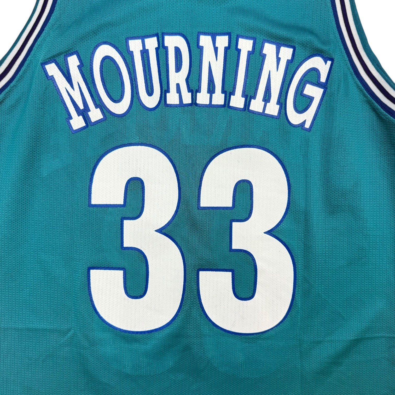 Vintage Champion Charlotte Hornets Alonzo Mourning Jersey Teal