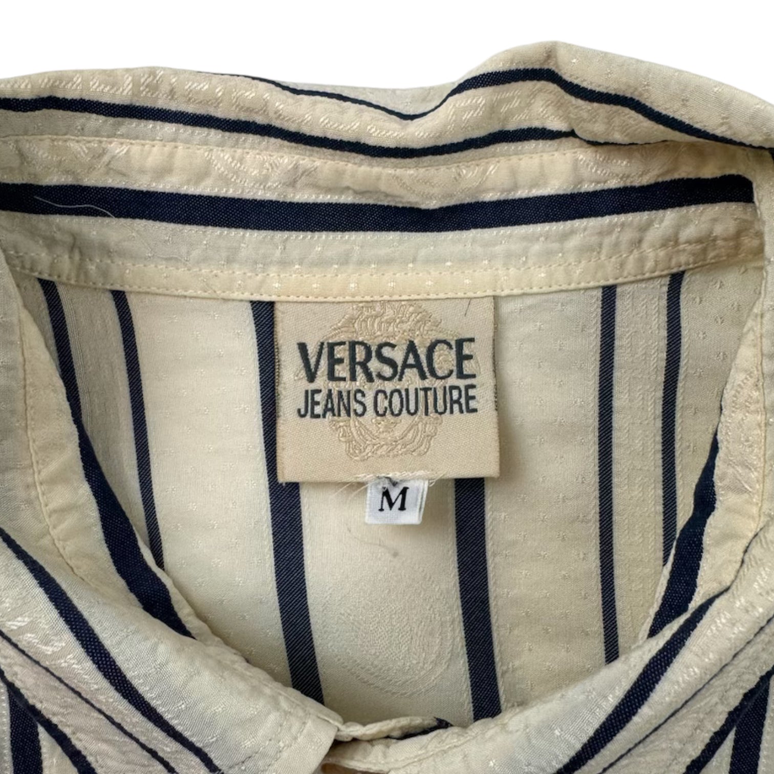 Vintage Versace Jeans Medusa Striped Button Up Shirt