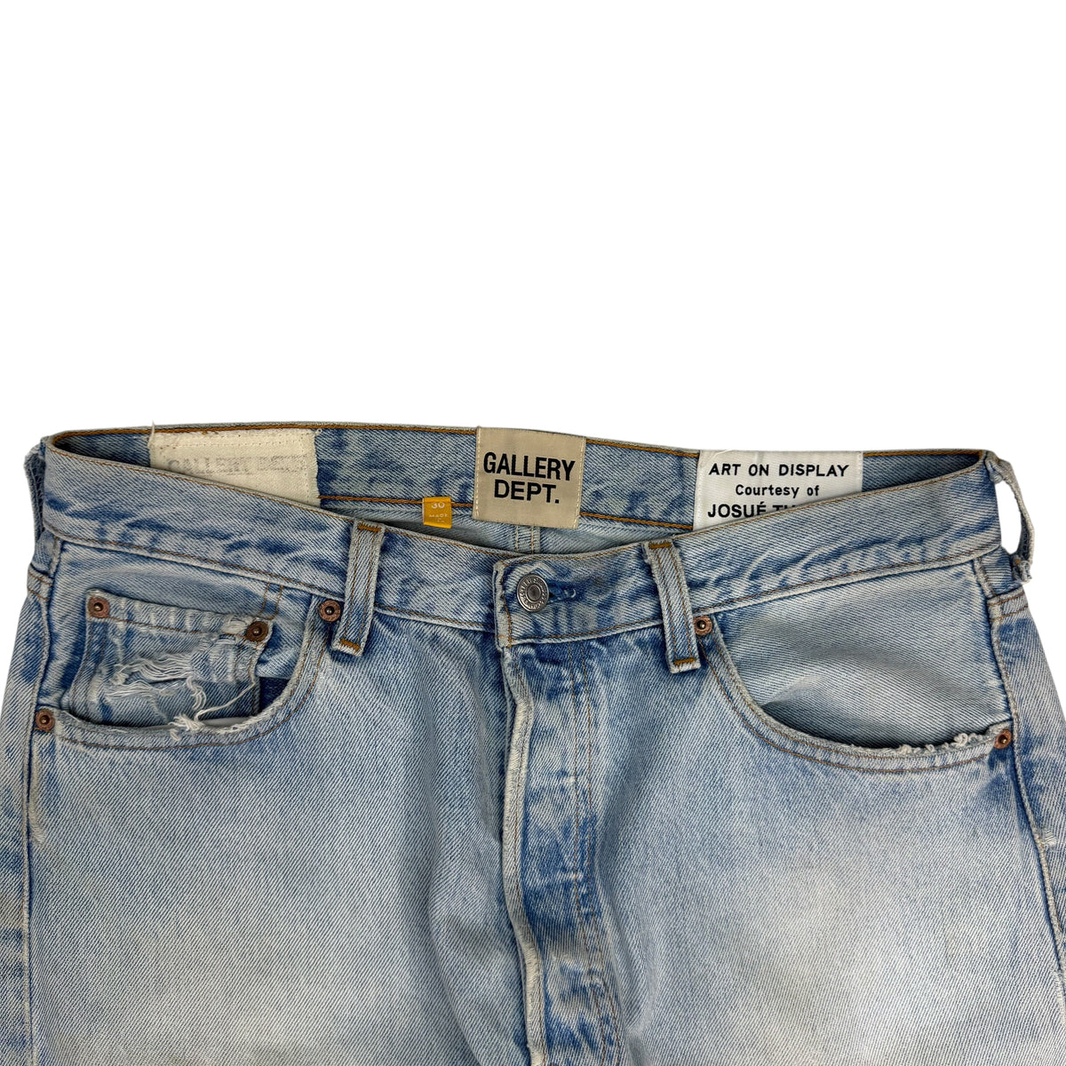 Gallery Dept. Distressed Flared Light Wash Jeans Blue