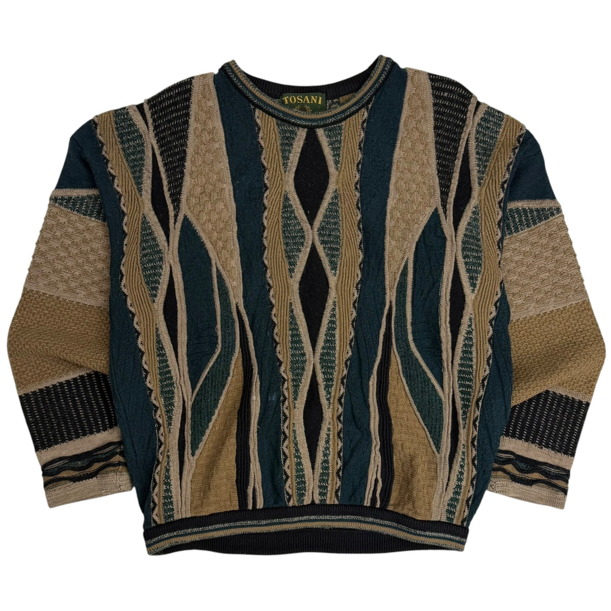 Vintage Tosani 3D Knit Sweater Tan/Green