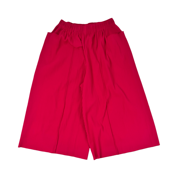 (W) Issey Miyake Garment Pleated Wide Leg Pants Magenta Pink