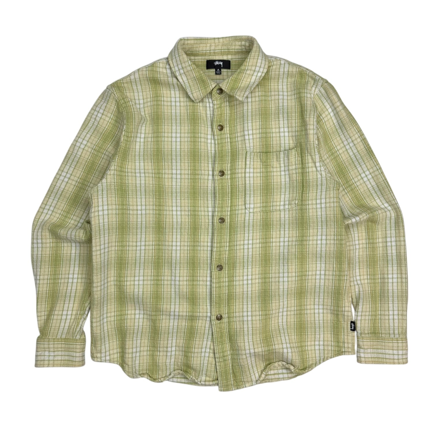 Stussy Beach Plaid Button Up Shirt Lime