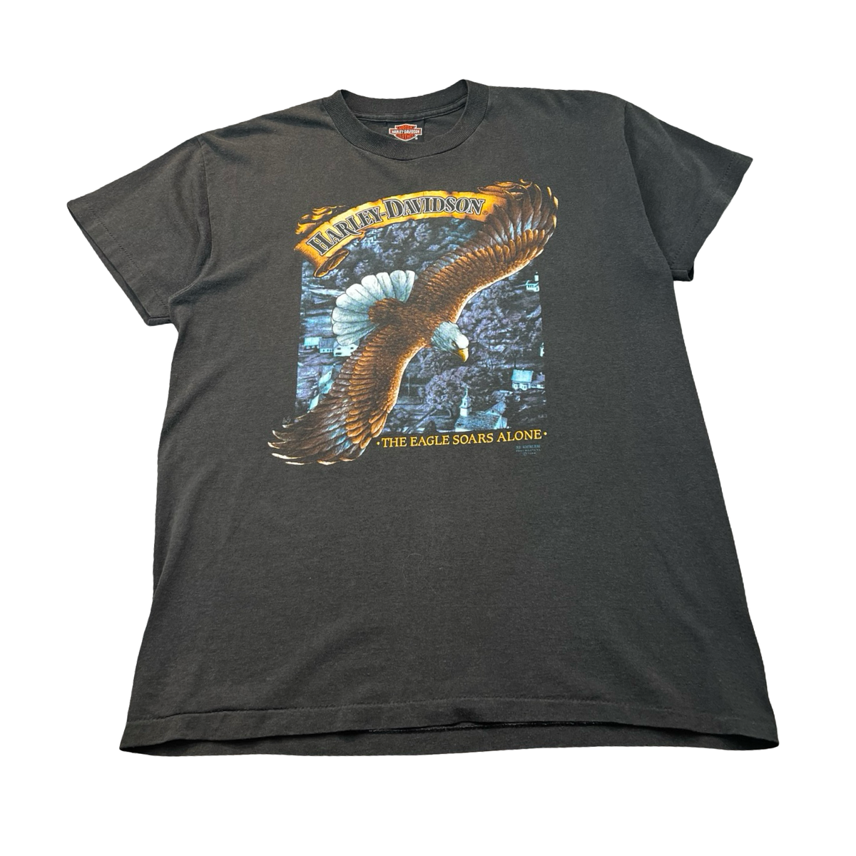 1994 Harley Davidson 3D Emblem The Eagle Soars Alone T-Shirt Black