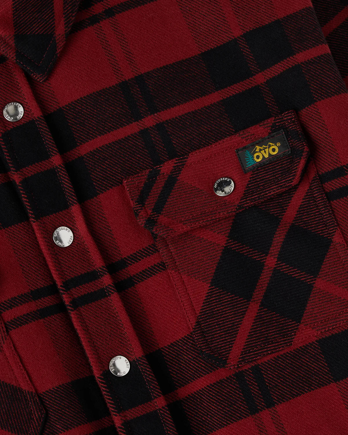 OVO Sherpa Lined Shirt Jacket Red Plaid