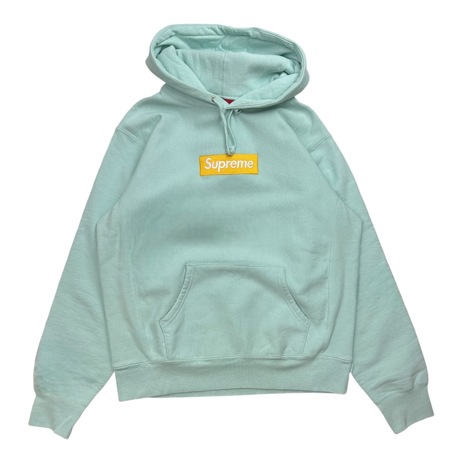 Supreme Box Logo Hoodie FW17 Ice Blue/ Yellow