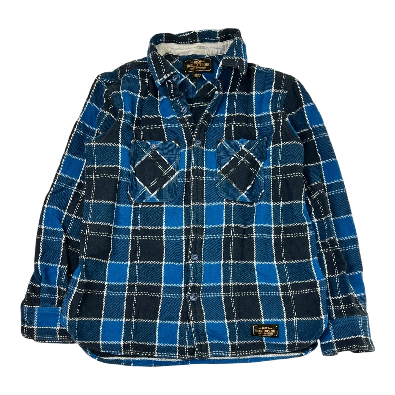 Neighborhood Lumbers Button-Up Shirt Blue Plaid Pattern