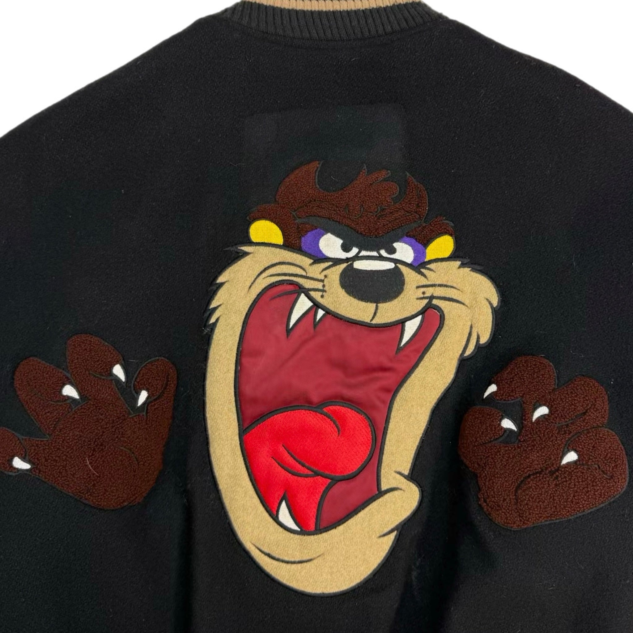 1990 Looney Tunes Taz Varsity Jacket Black