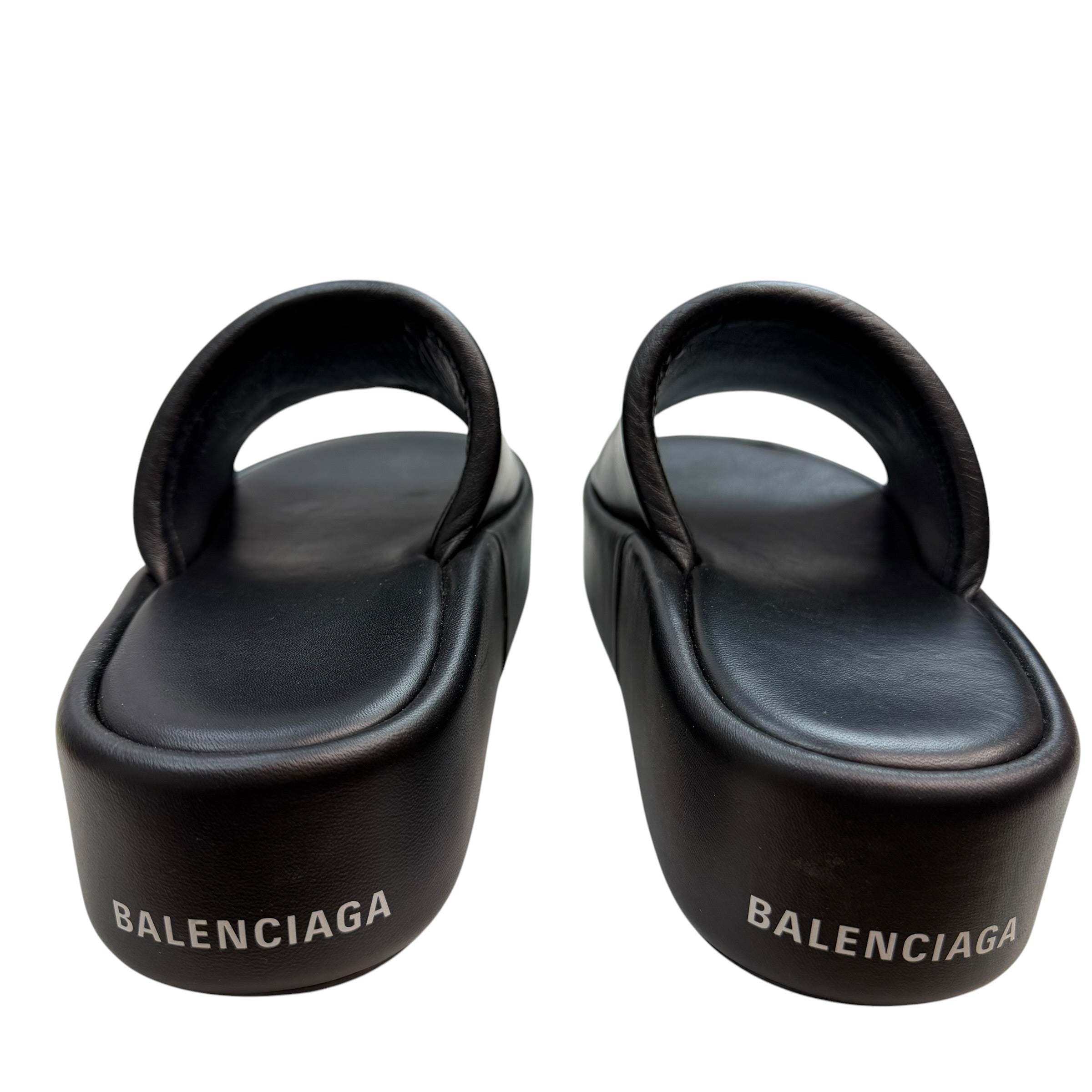 (W) Balenciaga Smooth Nappa Rise Platform Sandals Black