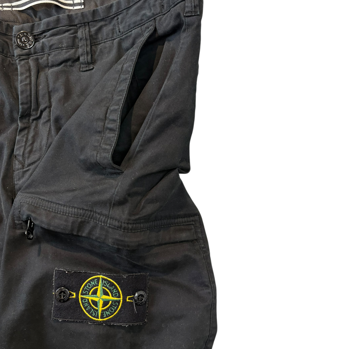 Stone Island Brushed Cotton Canvas Cargo Pants Black