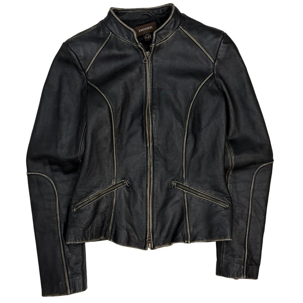 (W) Vintage Danier Leather Racing Jacket Black