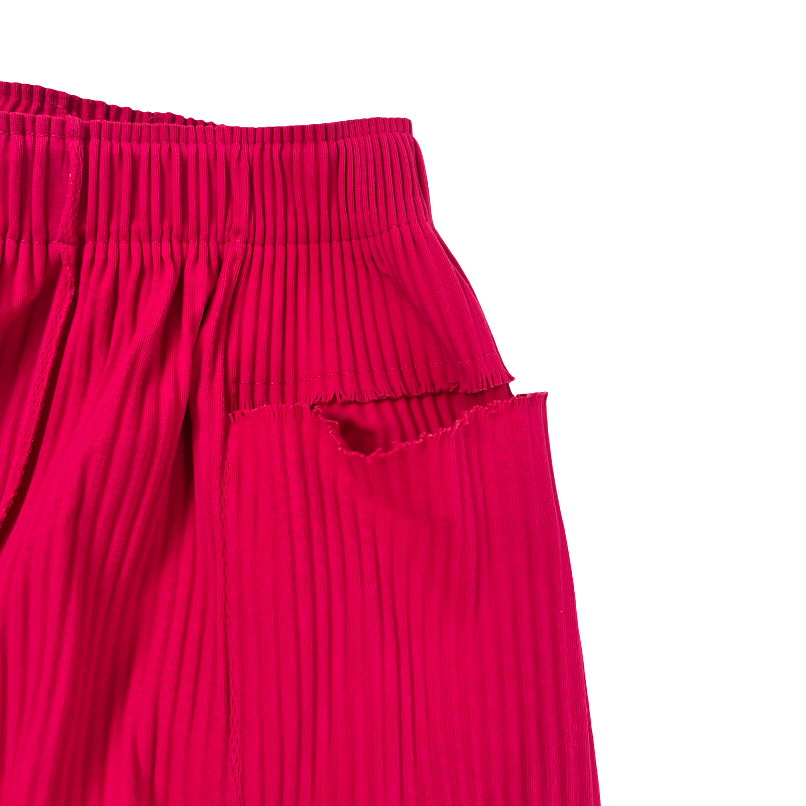 (W) Issey Miyake Garment Pleated Wide Leg Pants Magenta Pink