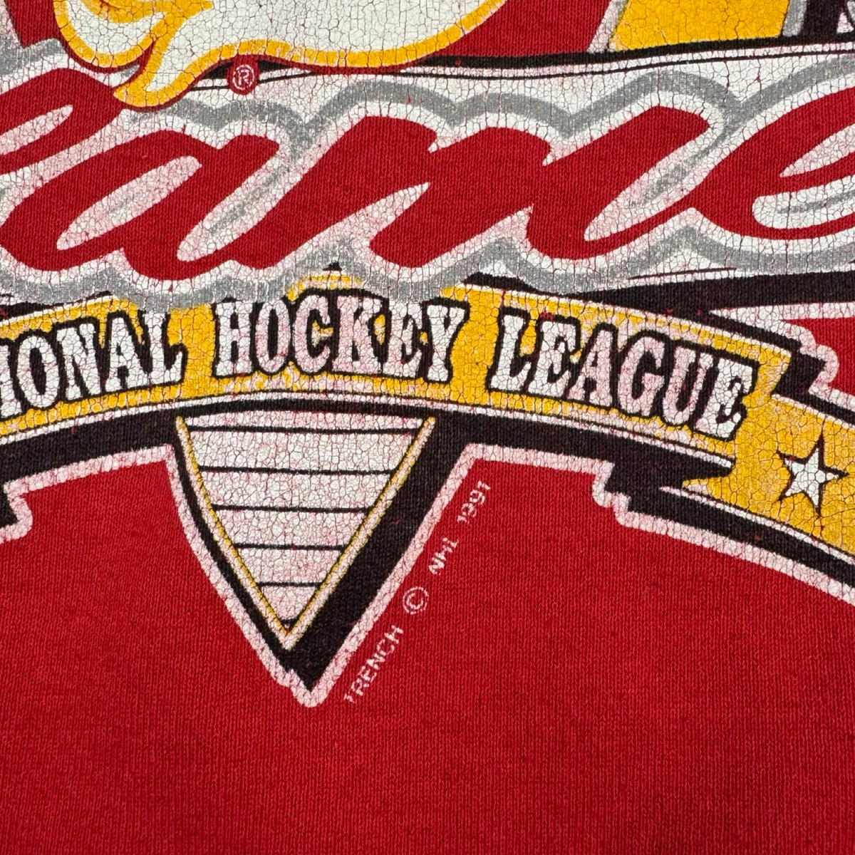 1991 Calgary Flames NHL Crewneck Faded Red