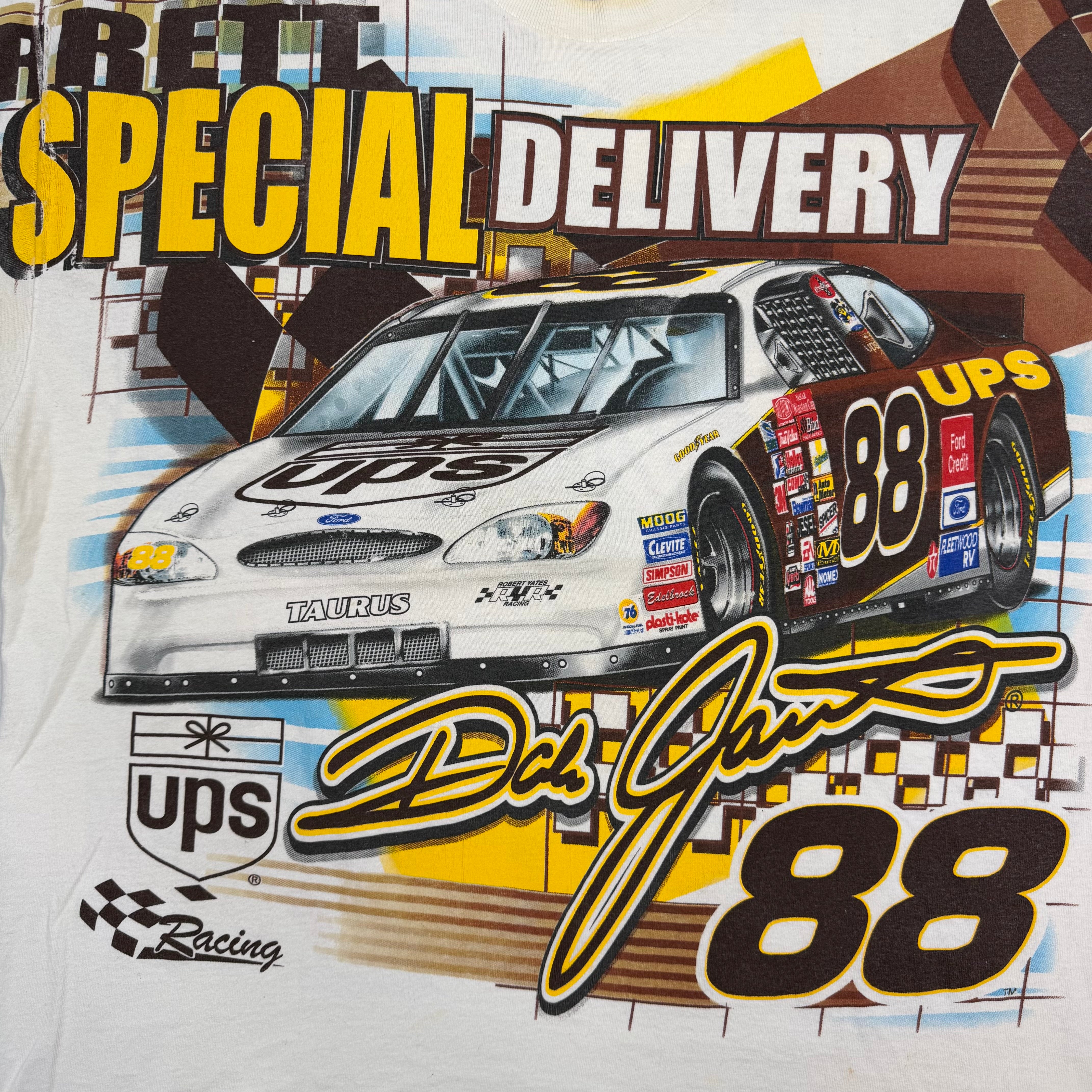 Vintage Dale Jarrett NASCAR UPS Chase Authentics Tee White