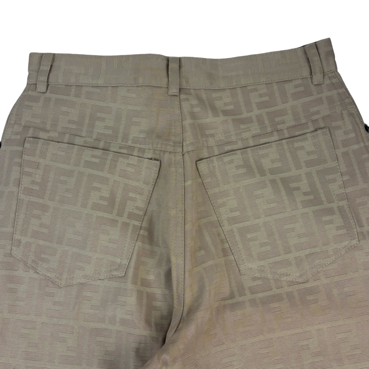 (W) Fendi Zucca Print High Waist Trousers Beige