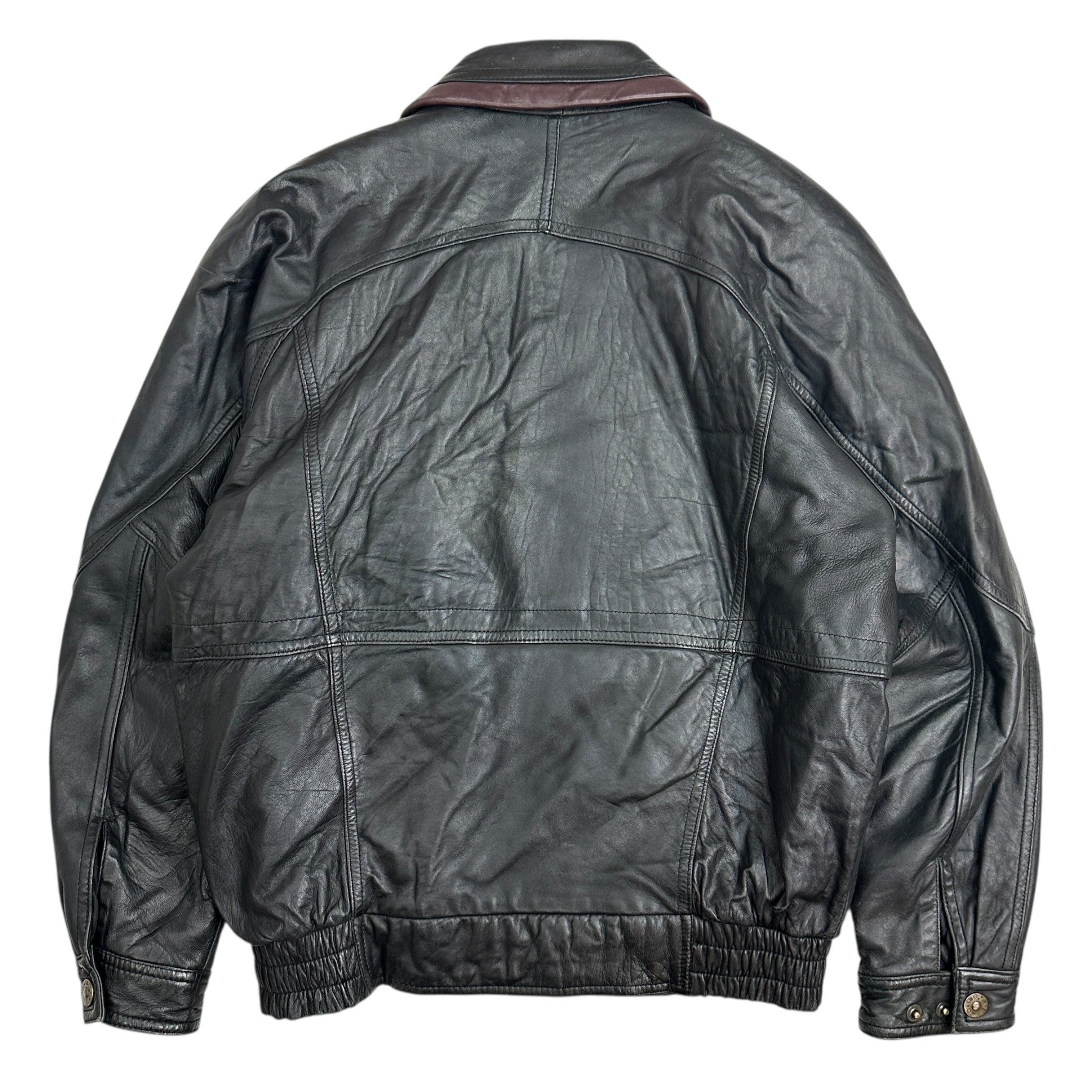 Vintage Christopher Rand Leather Bomber Black/Burgundy