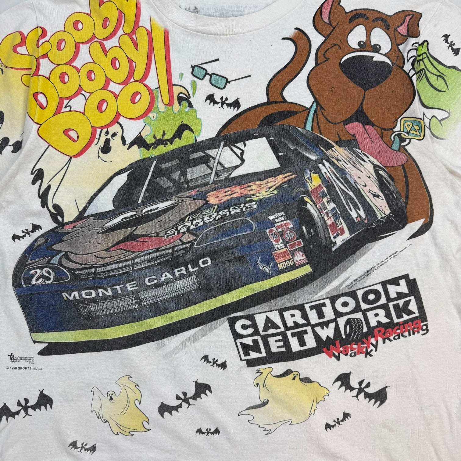 1996 NASCAR Cartoon Network Scooby Doo AOP Tee White