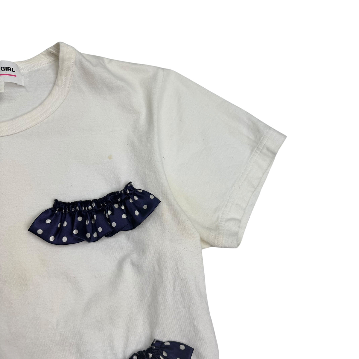 (W) Comme Des Garçons Girl Polka Dot Ruffle Tee White