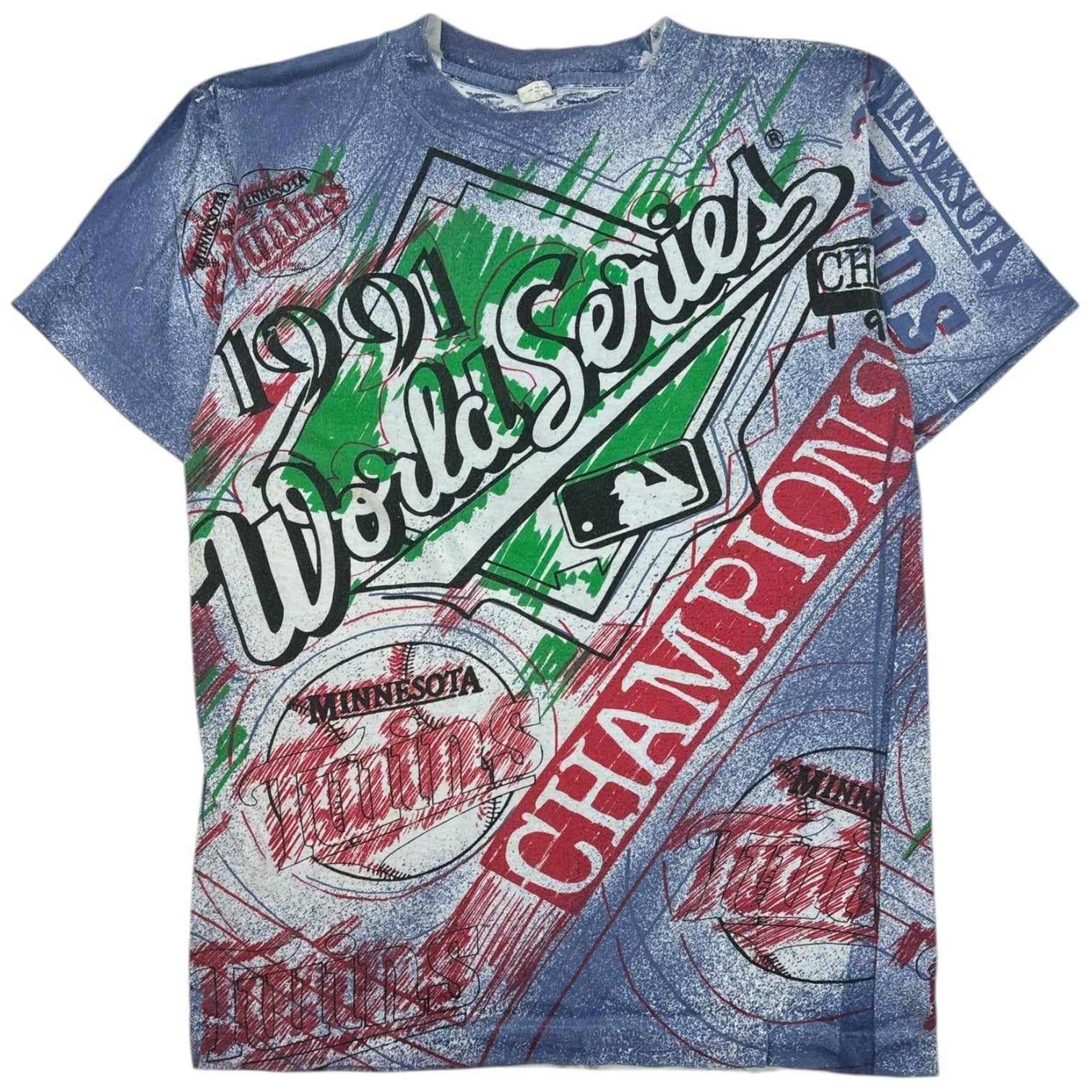 Vintage MLB World Series Minnesota Twins AOP T-Shirt Purple