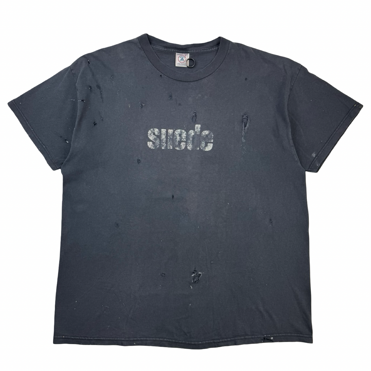 1996 Suede Coming Up Distressed Band T-Shirt Faded Black