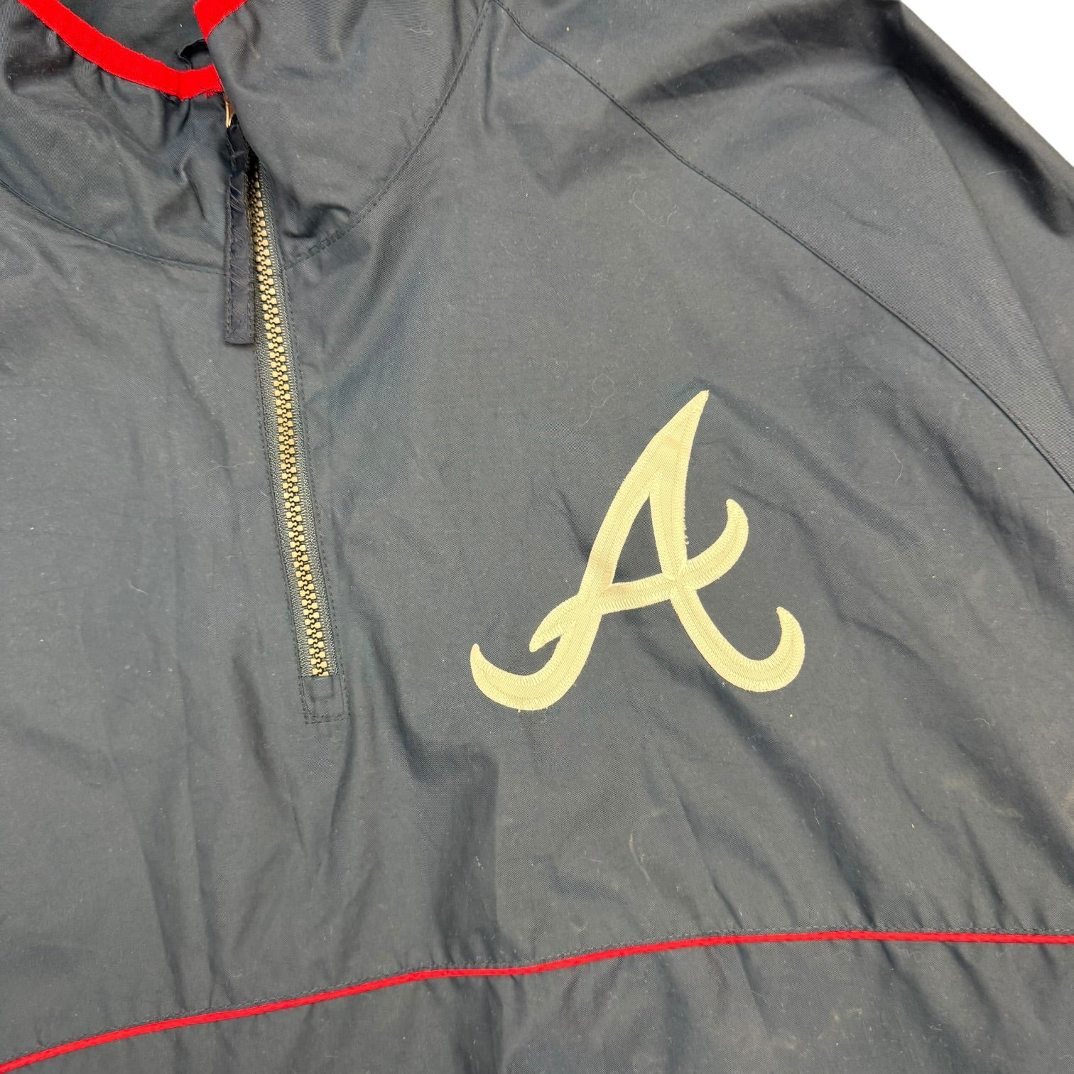 Vintage Majestic Atlanta Braves Quarter Zip Windbreaker Blue/Red