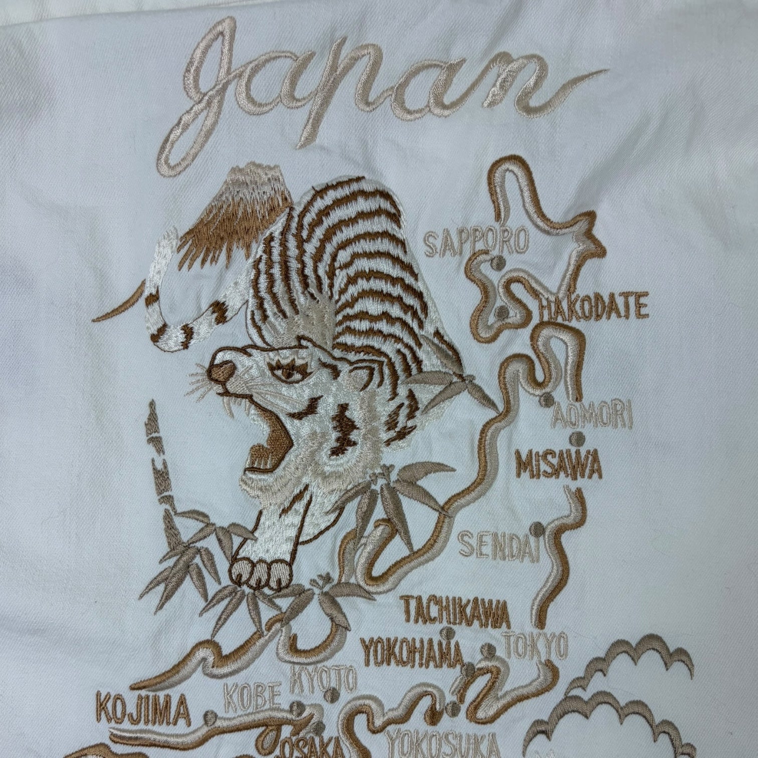 Momotaro Jeans Sukajan Button Up Shirt White