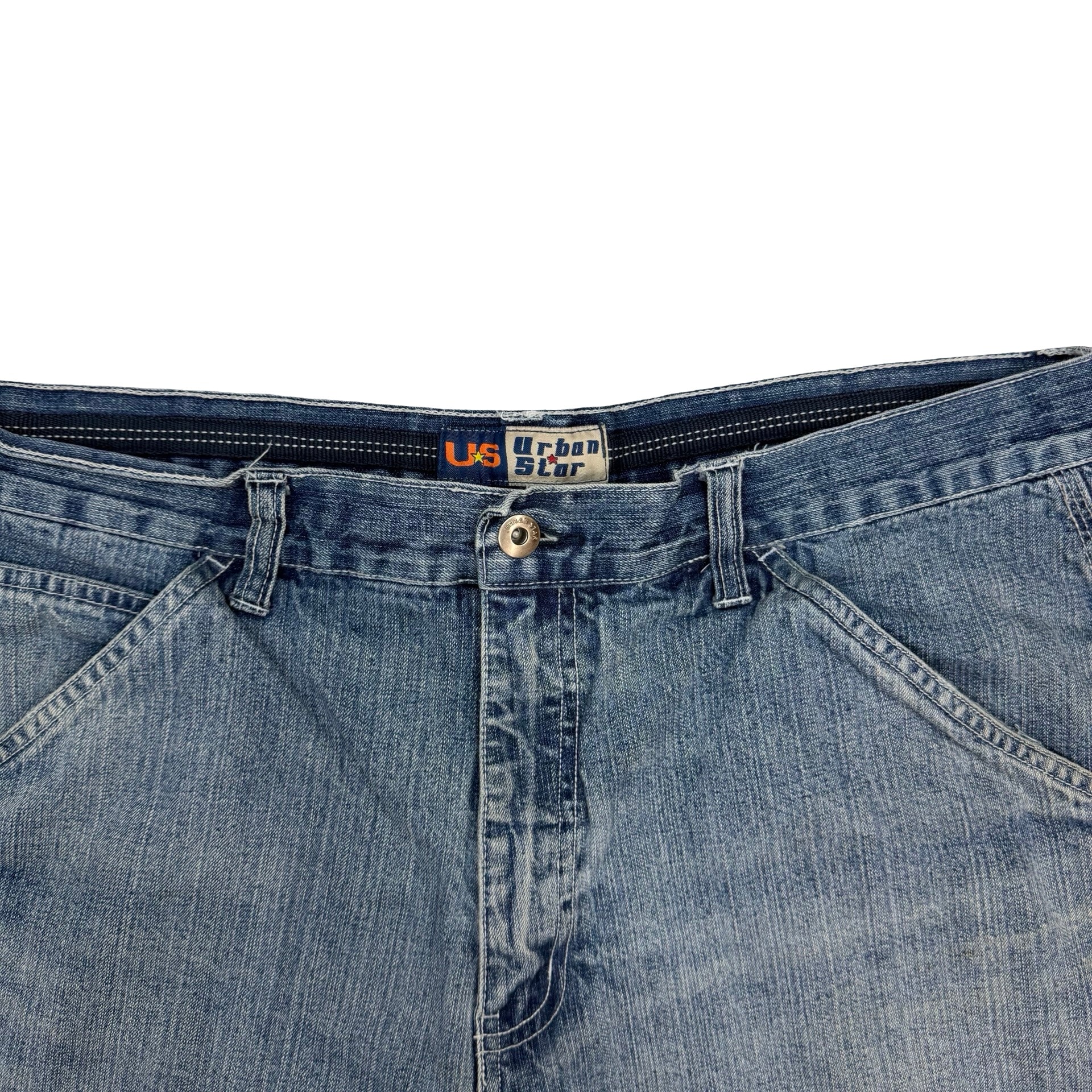 Vintage Urban Star Denim Carpenter Shorts Blue