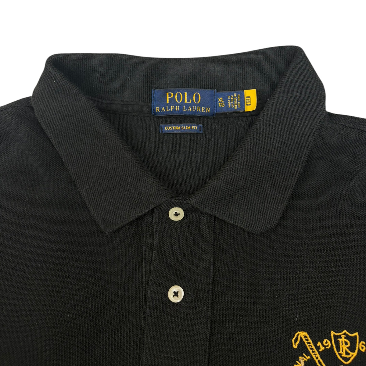 Vintage Polo Ralph Lauren Custom Slim Fit Triple-Pony Polo Shirt Black