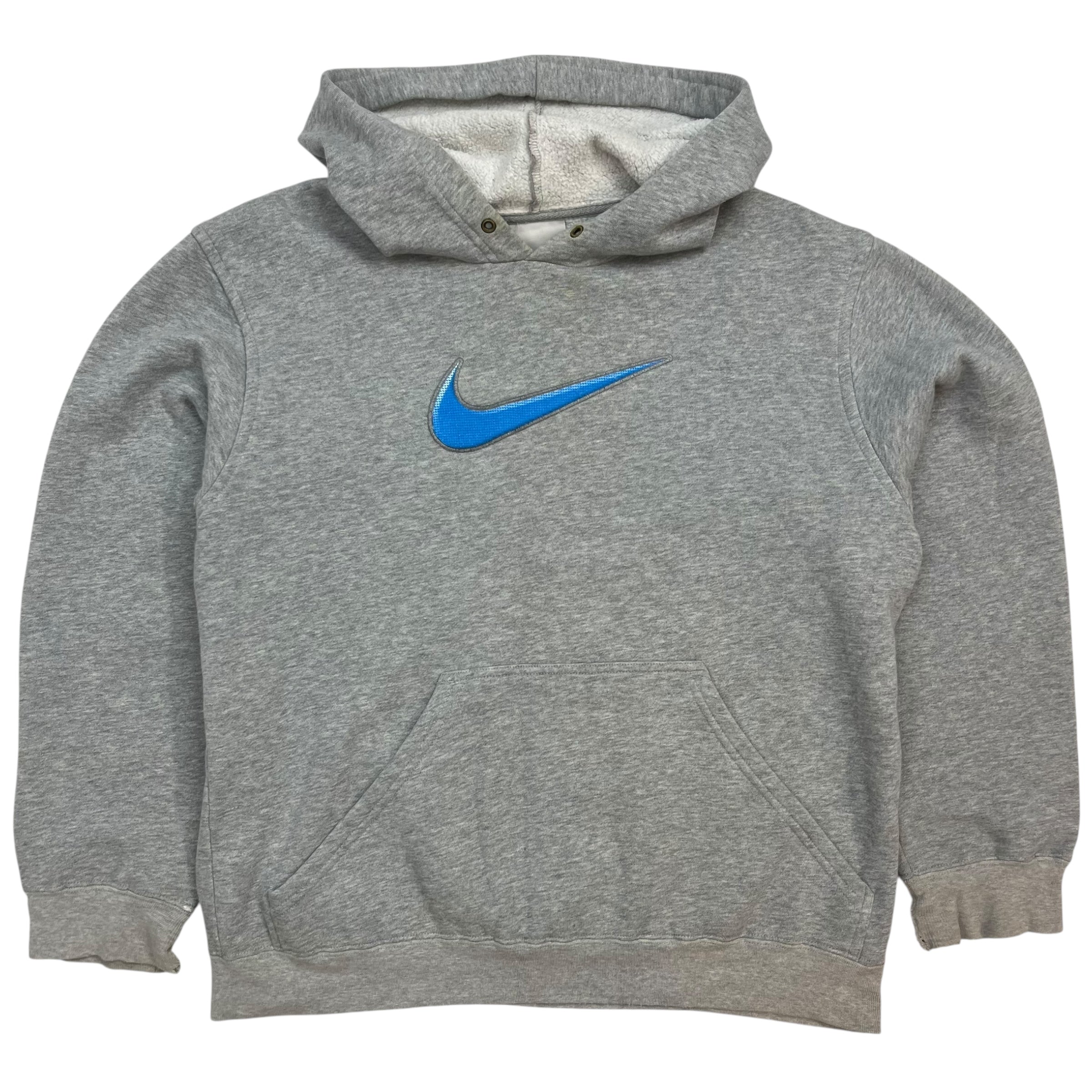 Vintage Nike Blue Swoosh Hoodie Grey