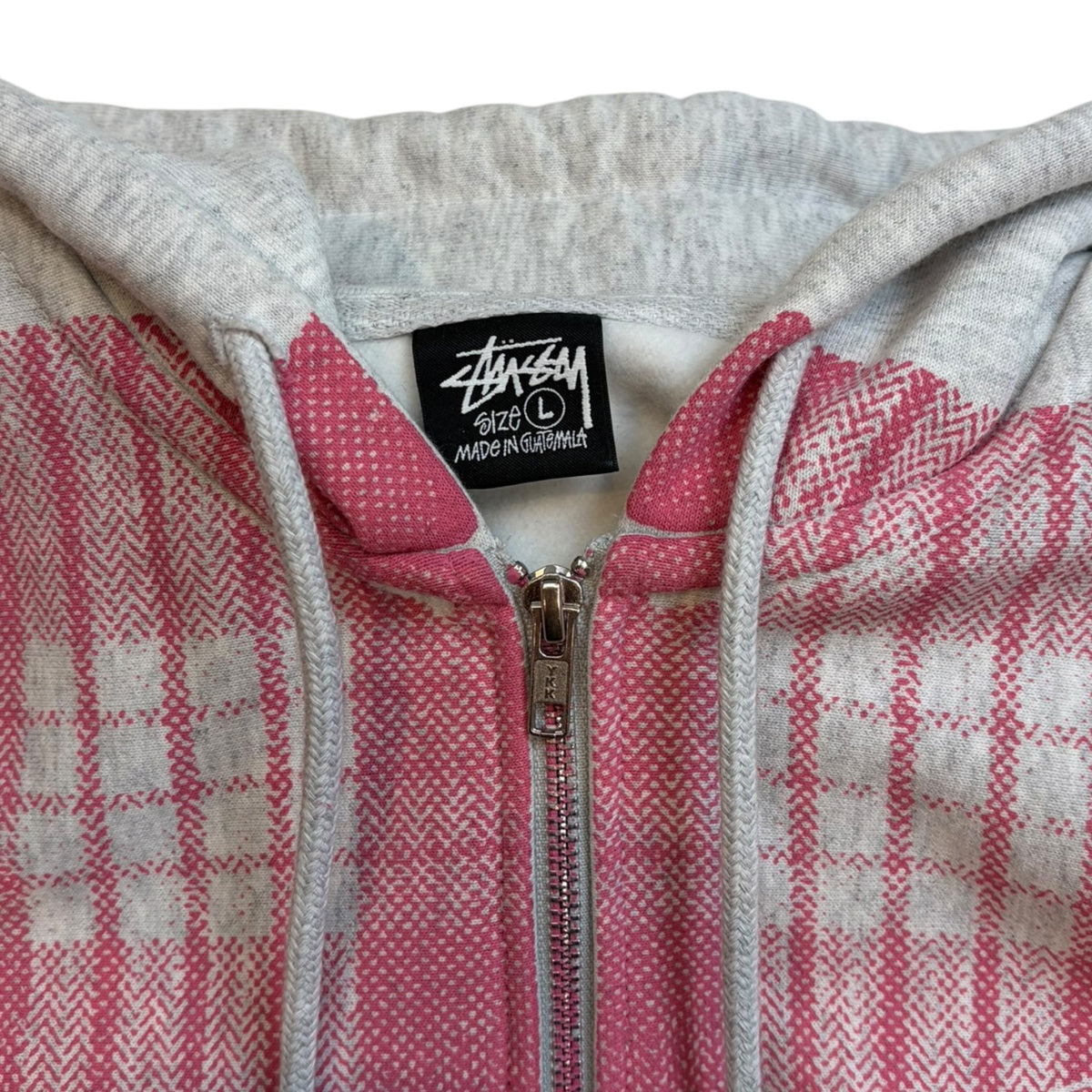 Stussy Printed Pattern Zip-Up Hoodie Pink Palaka