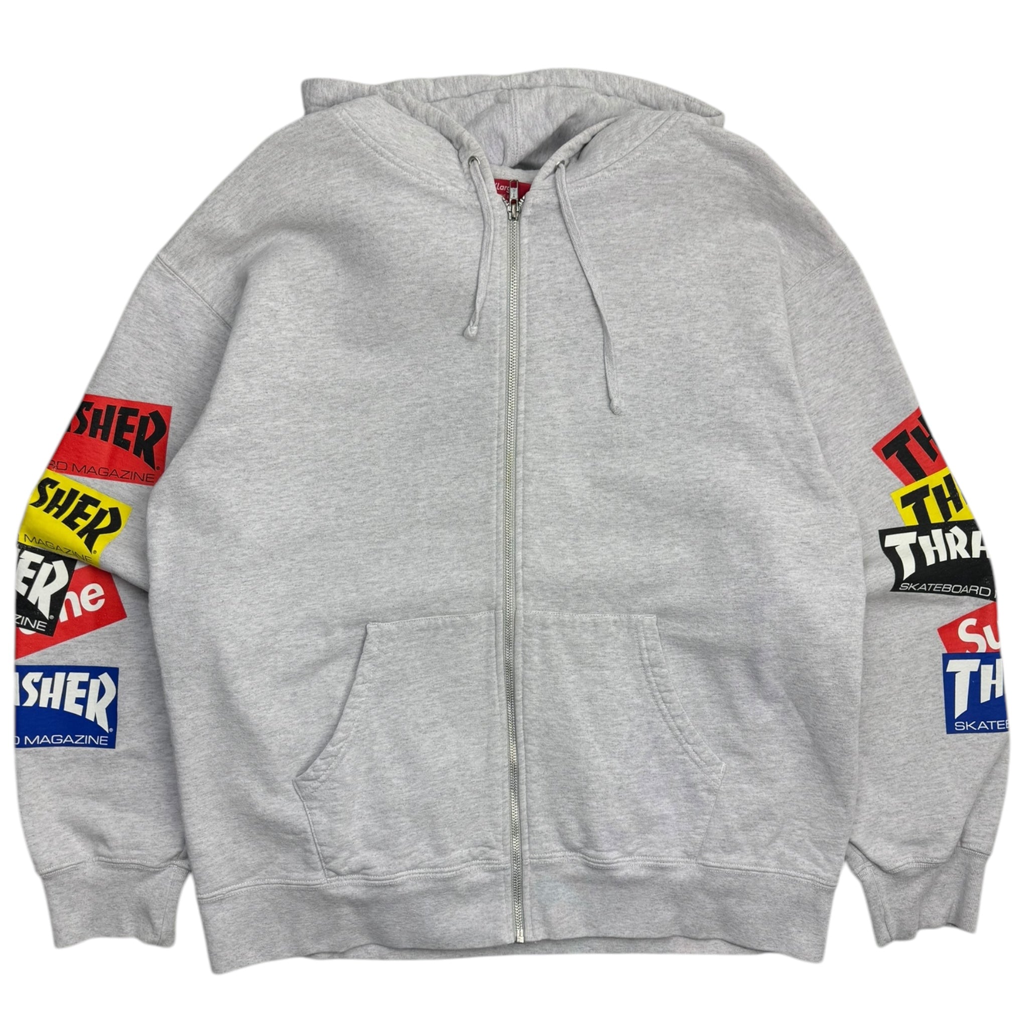 Supreme X Thrasher Multi Logo ZipUp Sweater Grey