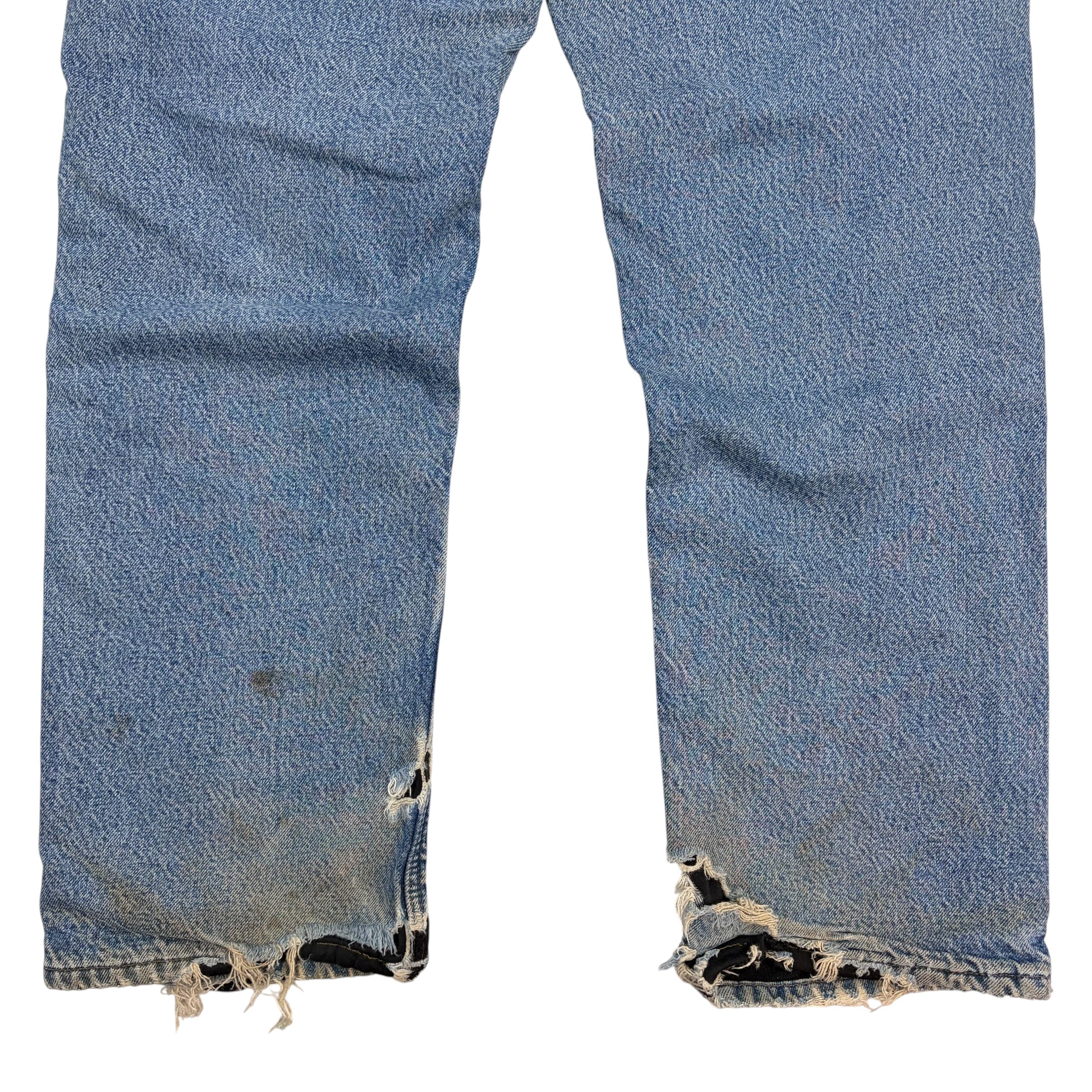 Vintage Carhartt Relaxed Fit Fleece Lined Denim Pants Blue