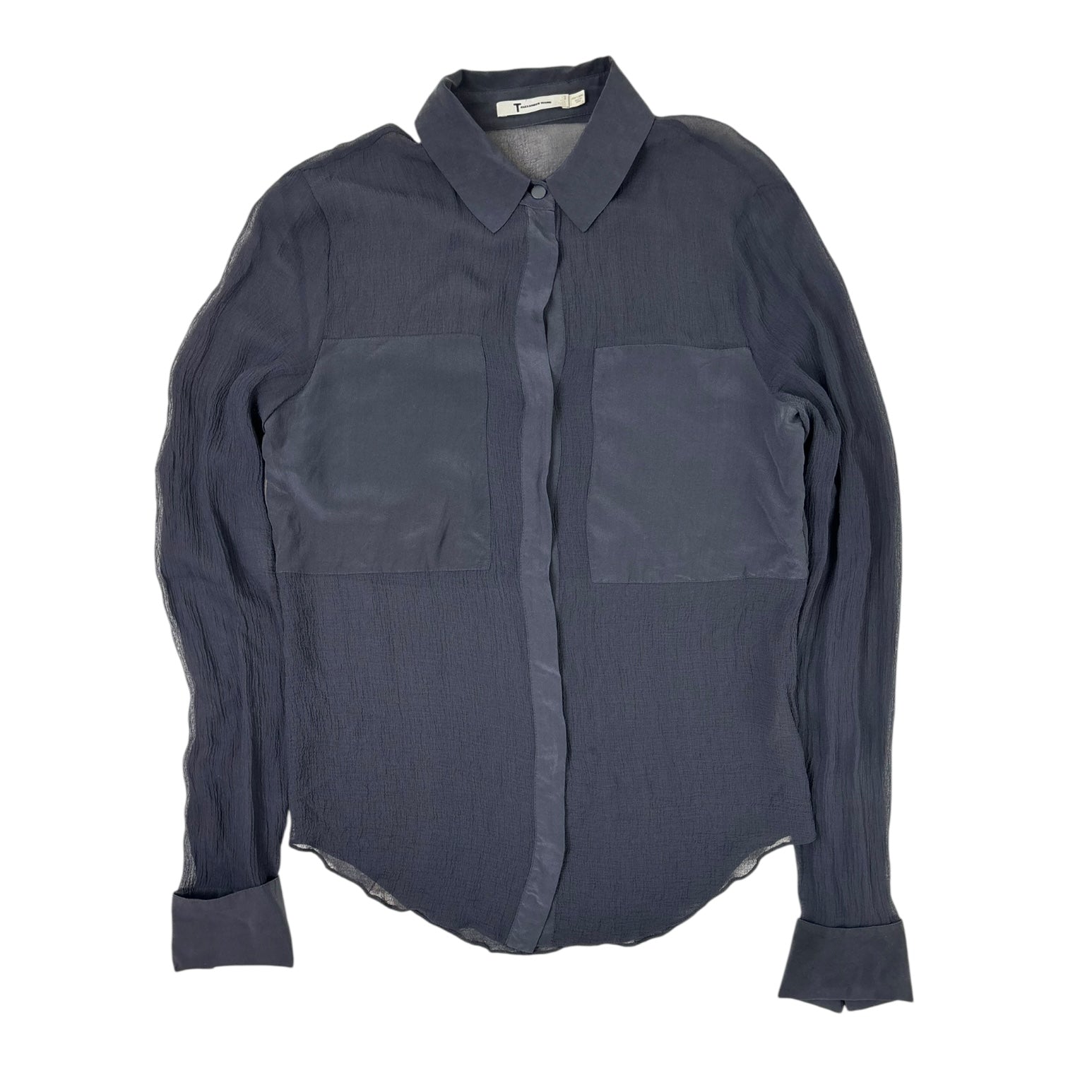 (W) T by Alexander Wang FW12 Sheer Button-Up Shirt Navy