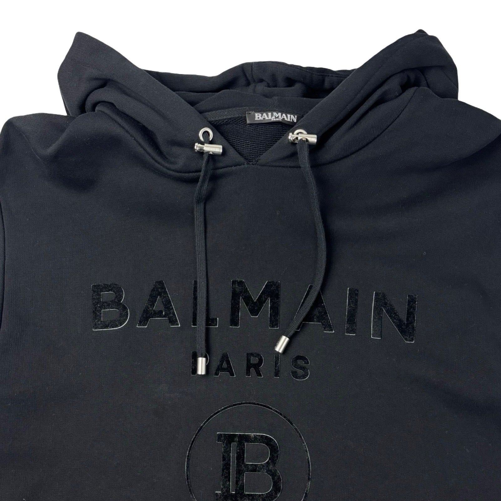 Balmain Paris Velvet Logo Side Zip Hoodie