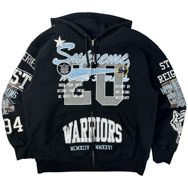Supreme Warriors Appliqué Zip Up Hooded Sweatshirt Black