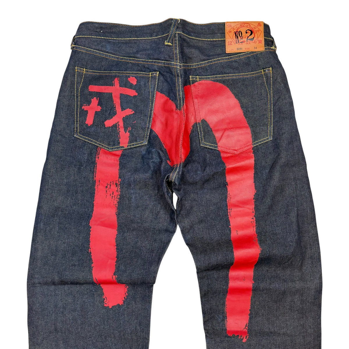 Evisu Hand No.2 Selvedge Denim Painted Daicock Pants Indigo Wash