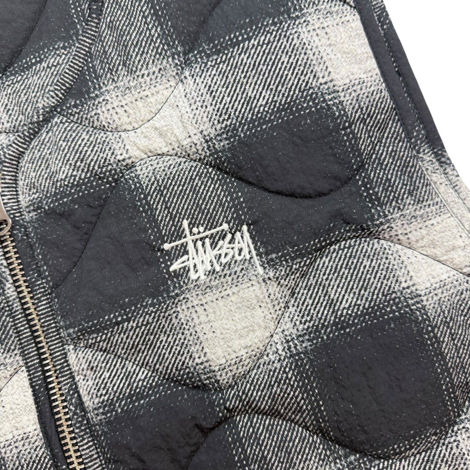 Stussy Plaid Nylon Liner Vest Black/White