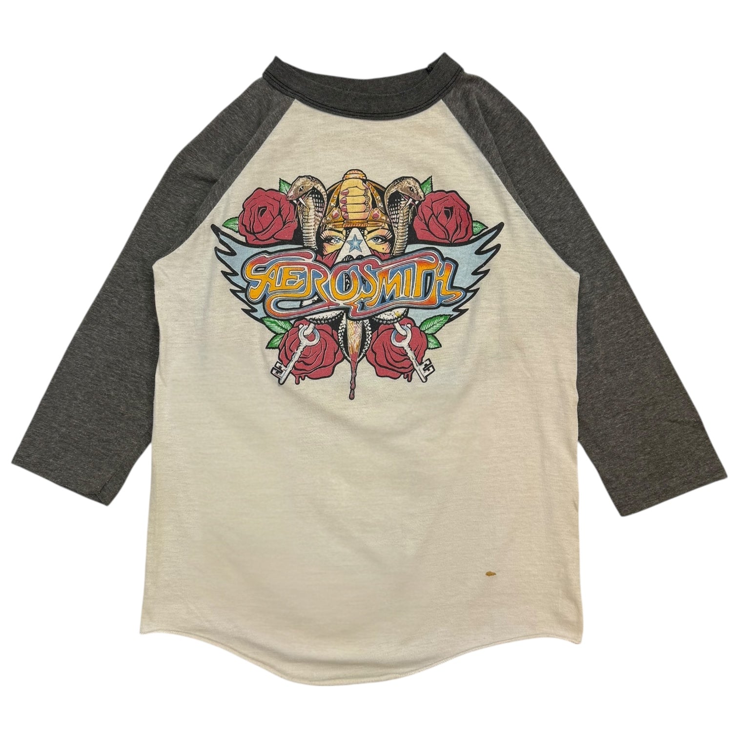 1988 Aerosmith Permanent Vacation Raglan Tee Black/White