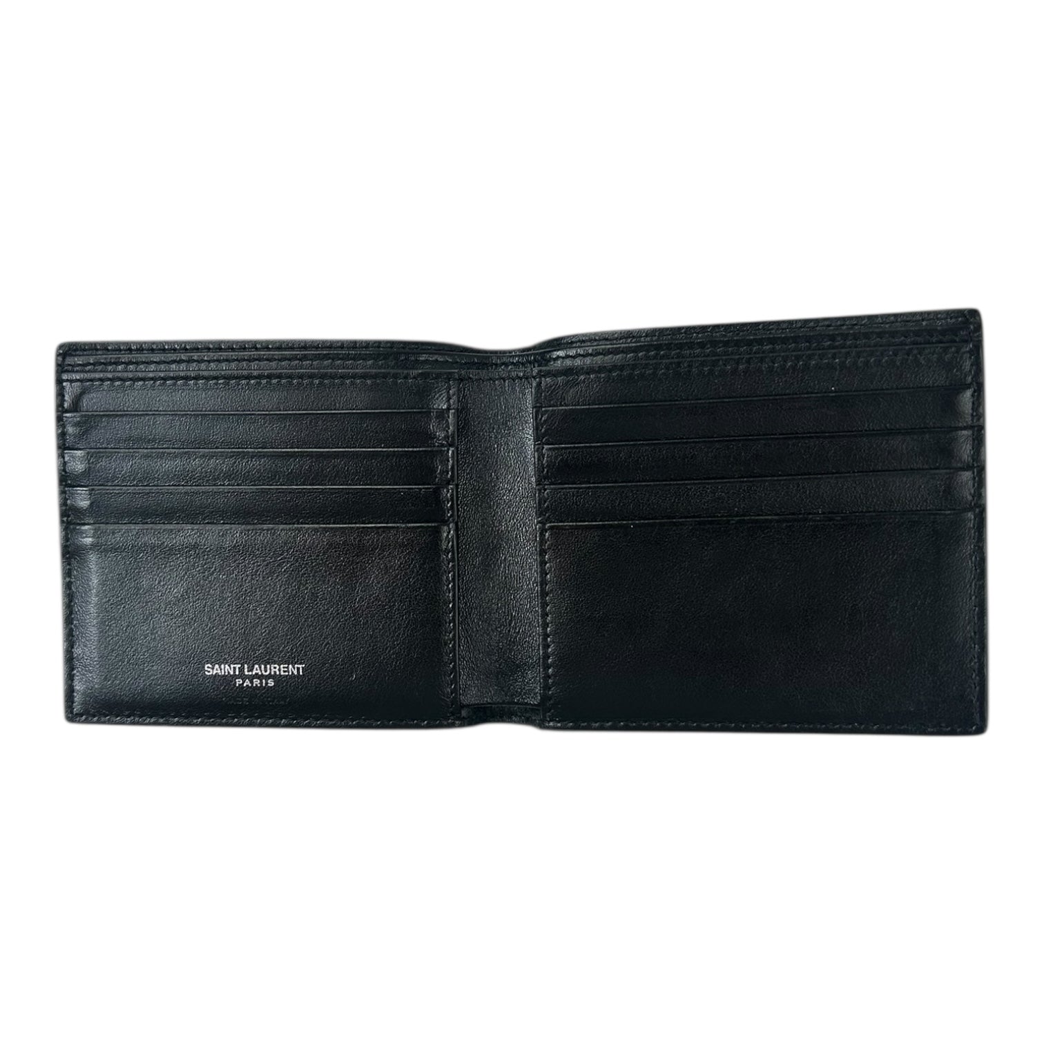 Saint Laurent Cassandre Bi-Fold Leather Wallet Black