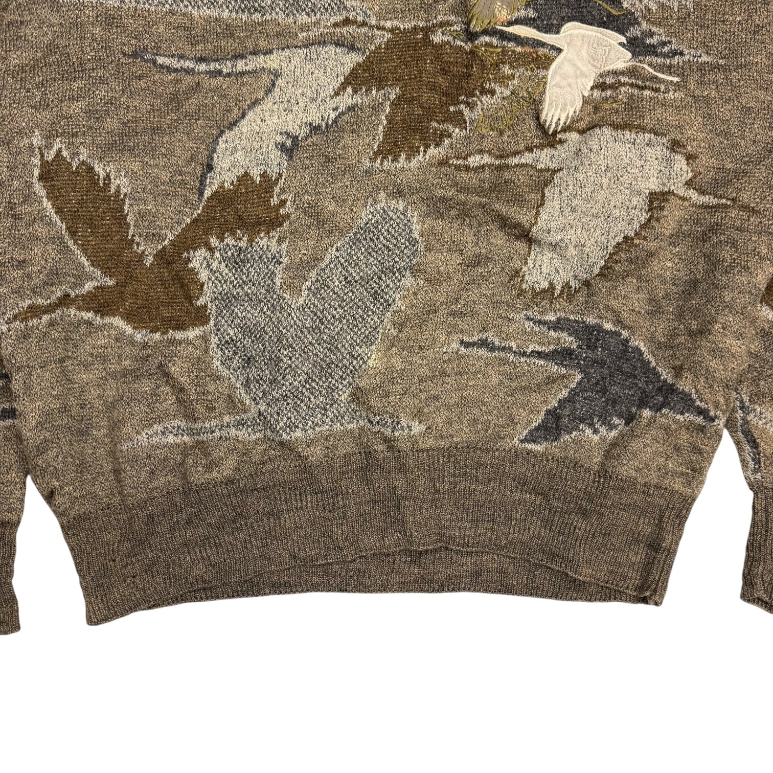 Vintage Bird Knit Sweater Brown