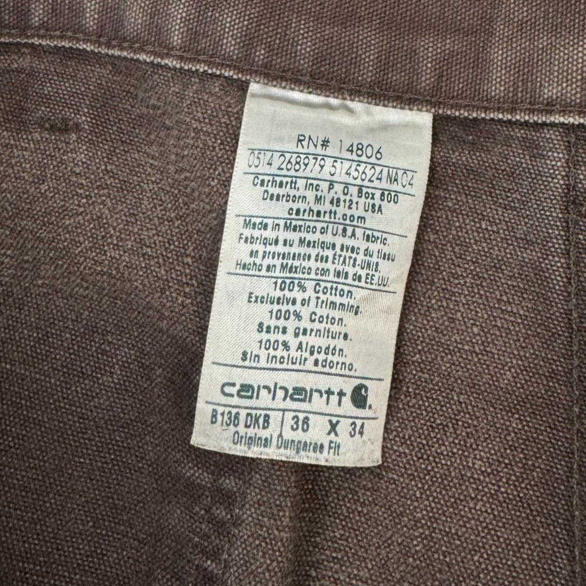 Vintage Carhartt Double Knee Bottoms Hot Cocoa Faded