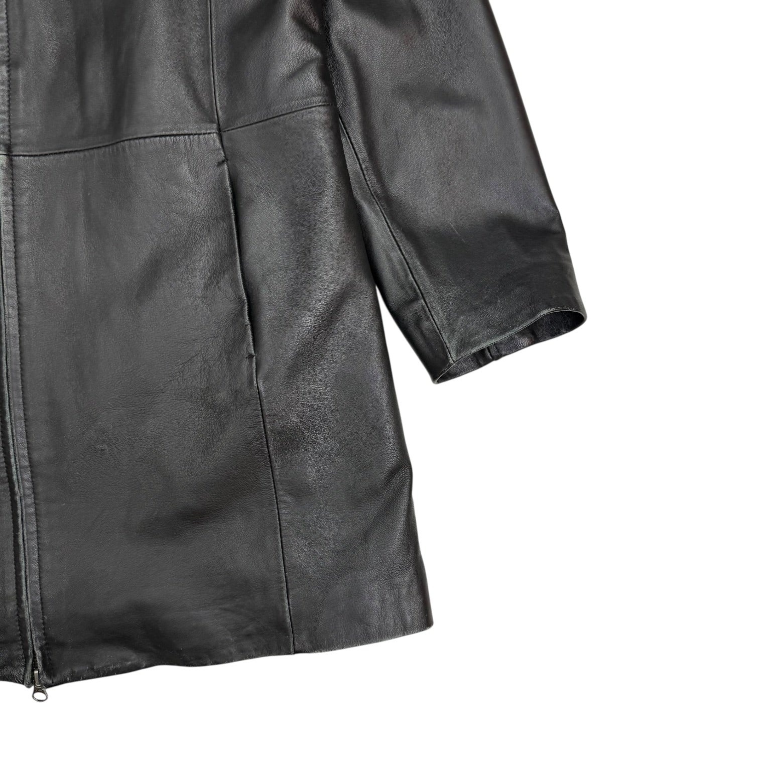 (W) Vintage Danier Leather Trench Coat Black