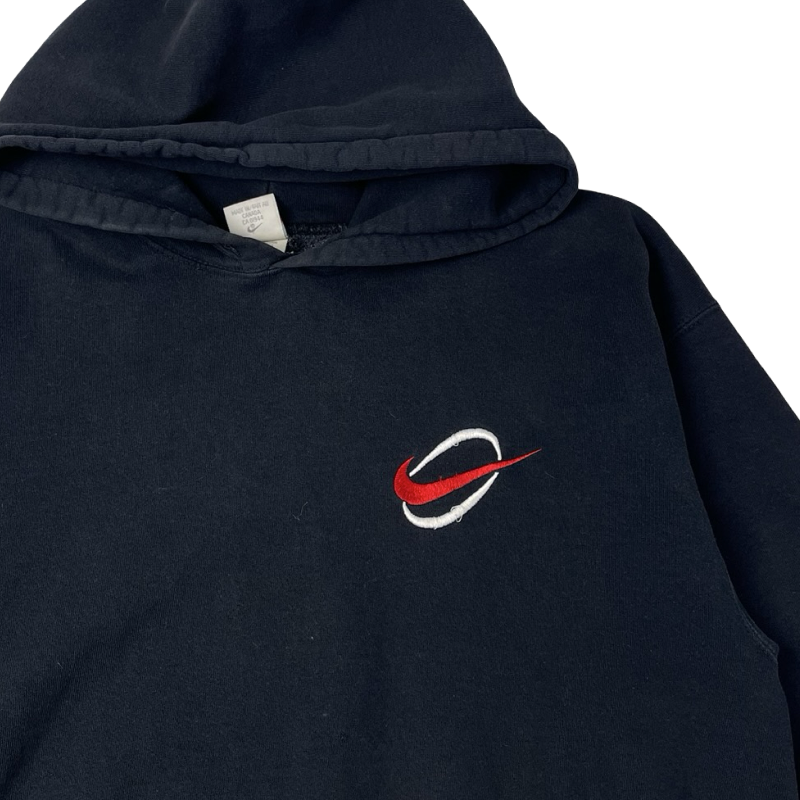 Vintage Nike Embroidered Pocket Swoosh Hoodie Black