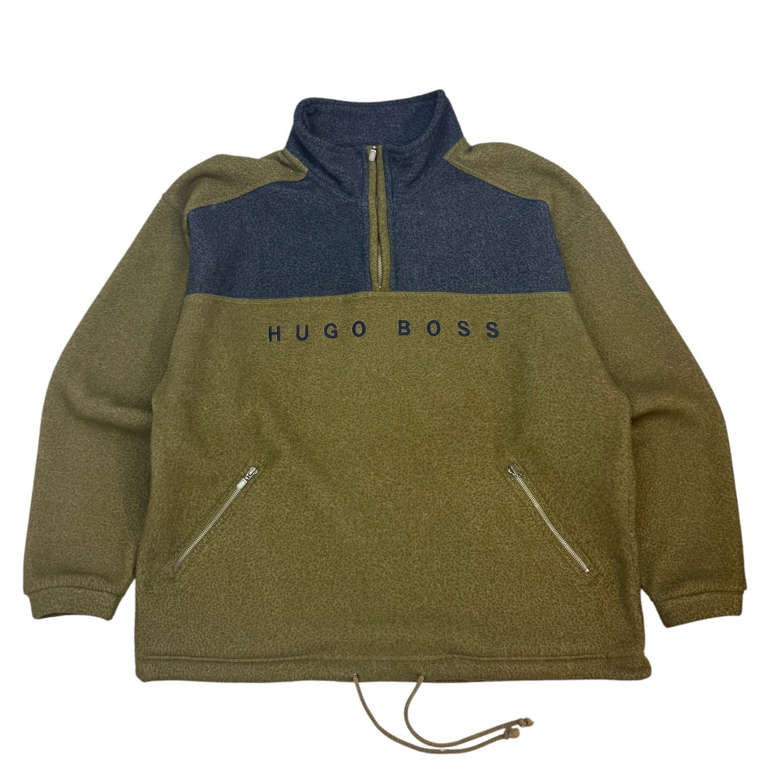Vintage Hugo Boss Quarter Zip Sweater Green/Navy Blue