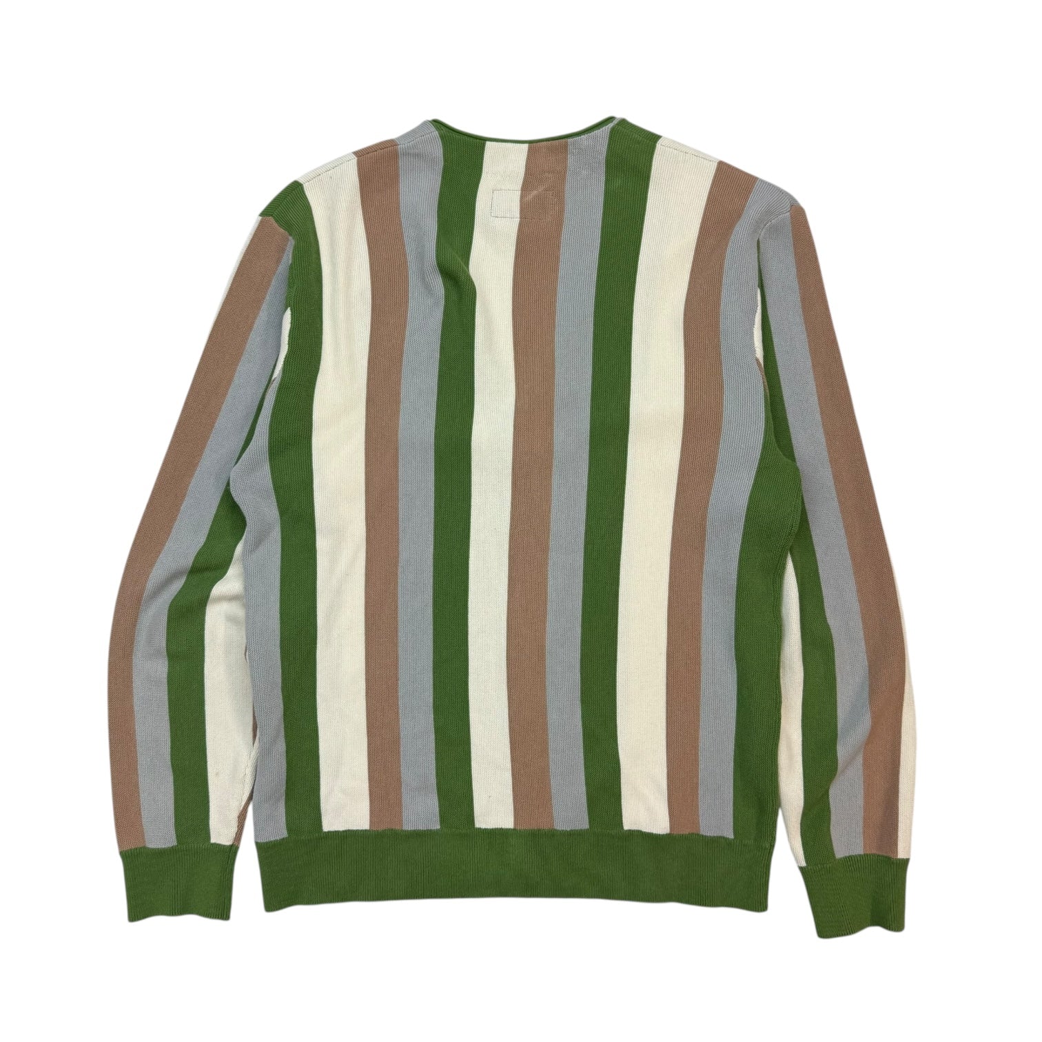Beams Plus Striped Cotton Cardigan Green