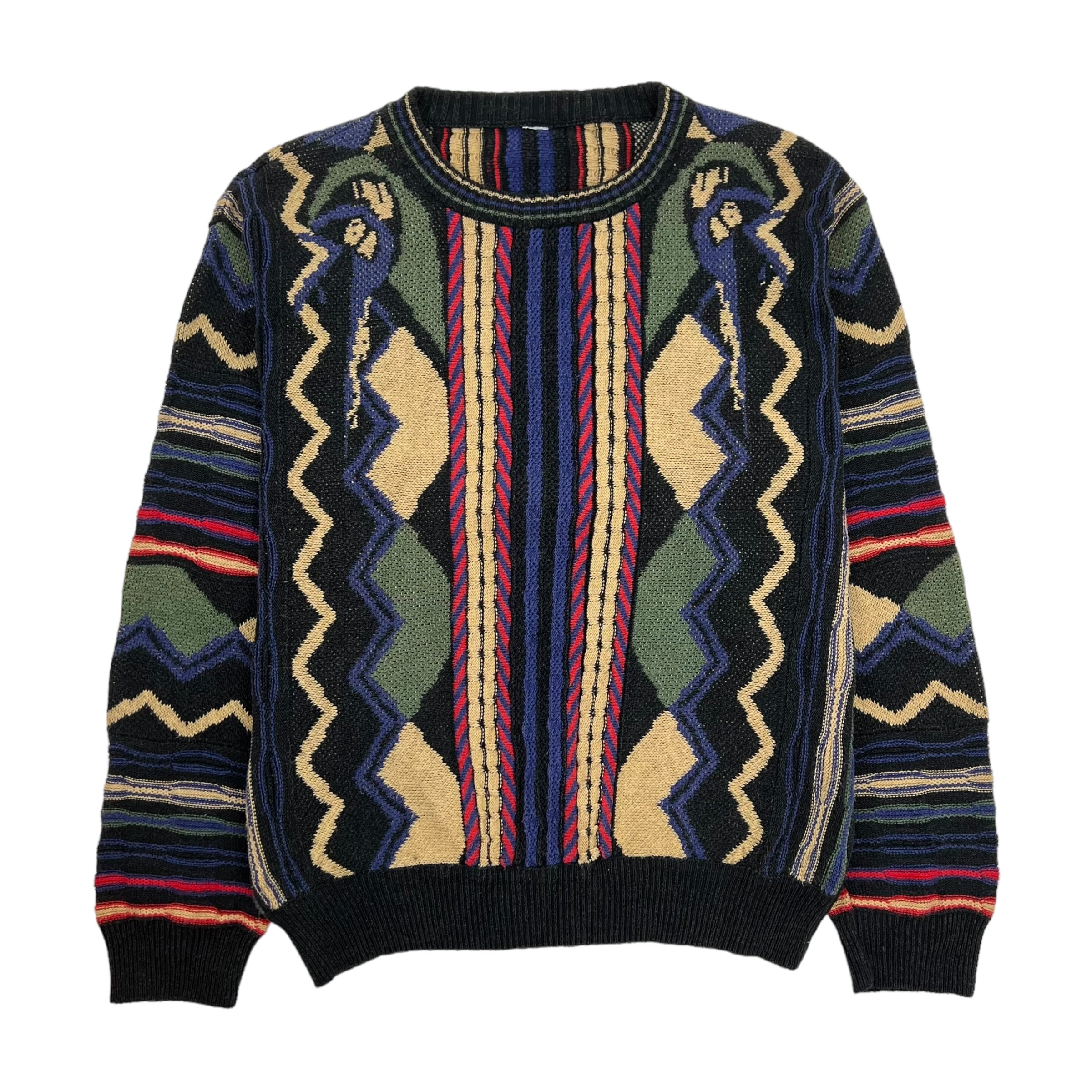 Vintage Coogi Style Geometric Knit Sweater Multi