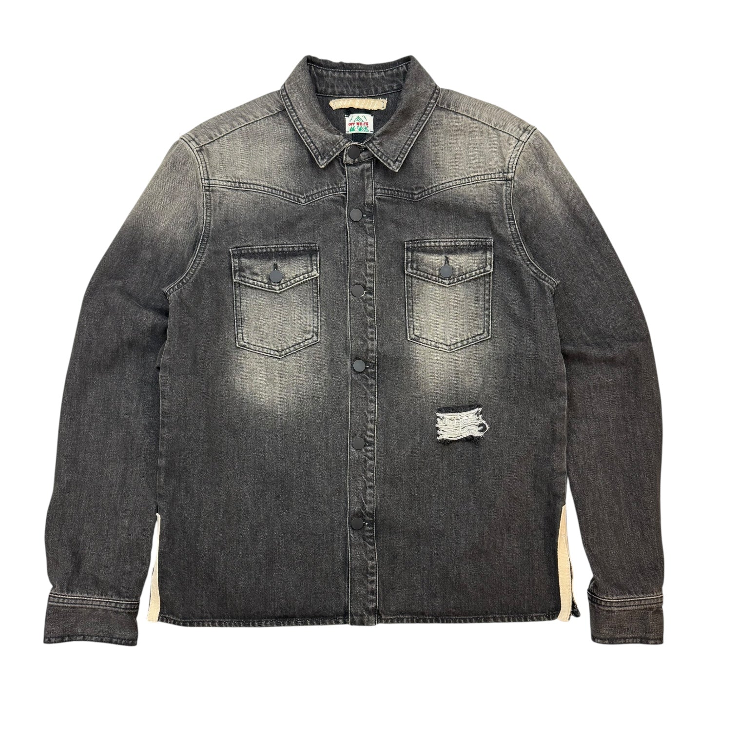 Off-White Diagonal Stripe Denim Jacket Black