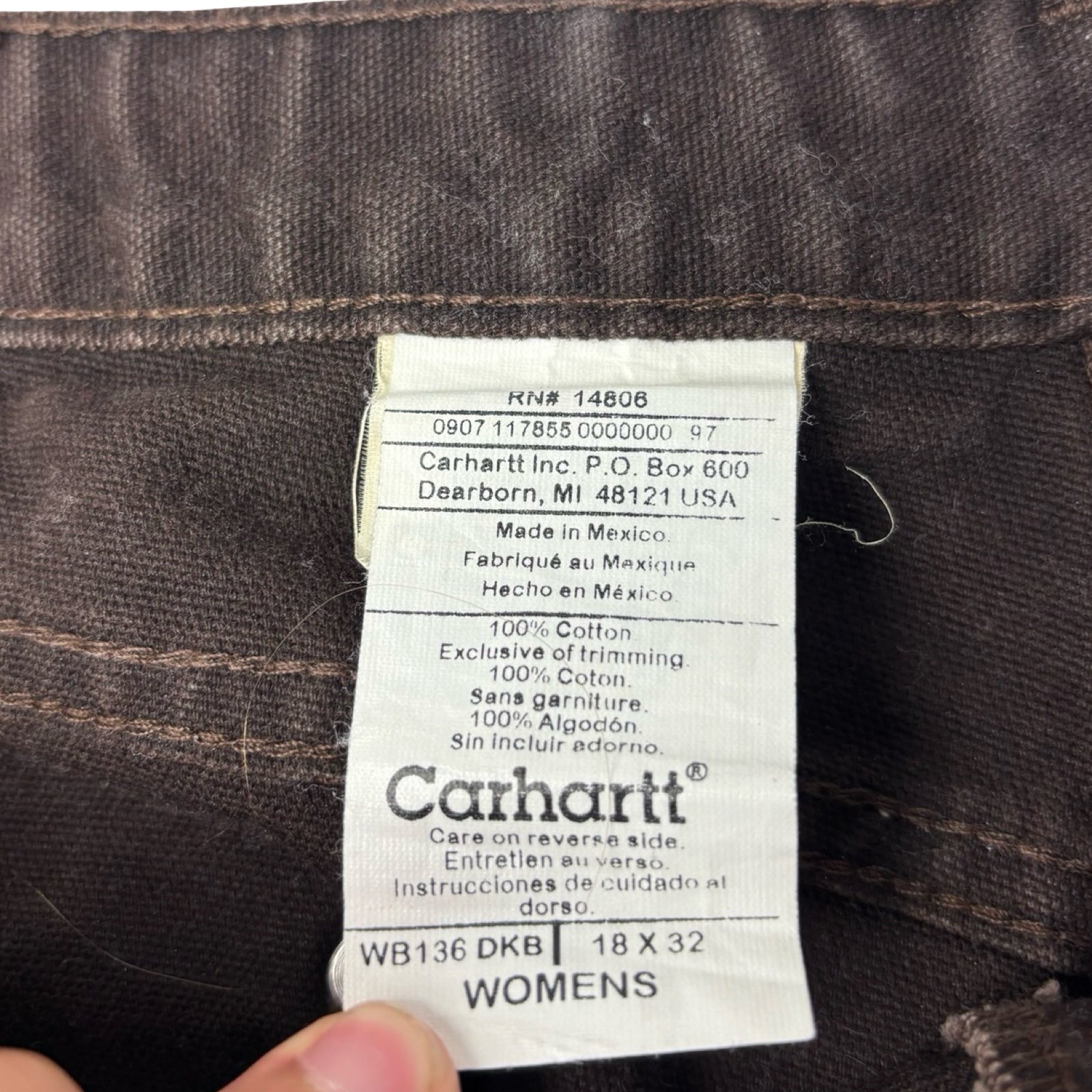 (W) Vintage Carhartt Double Knee Carpenter Pant Dark Brown