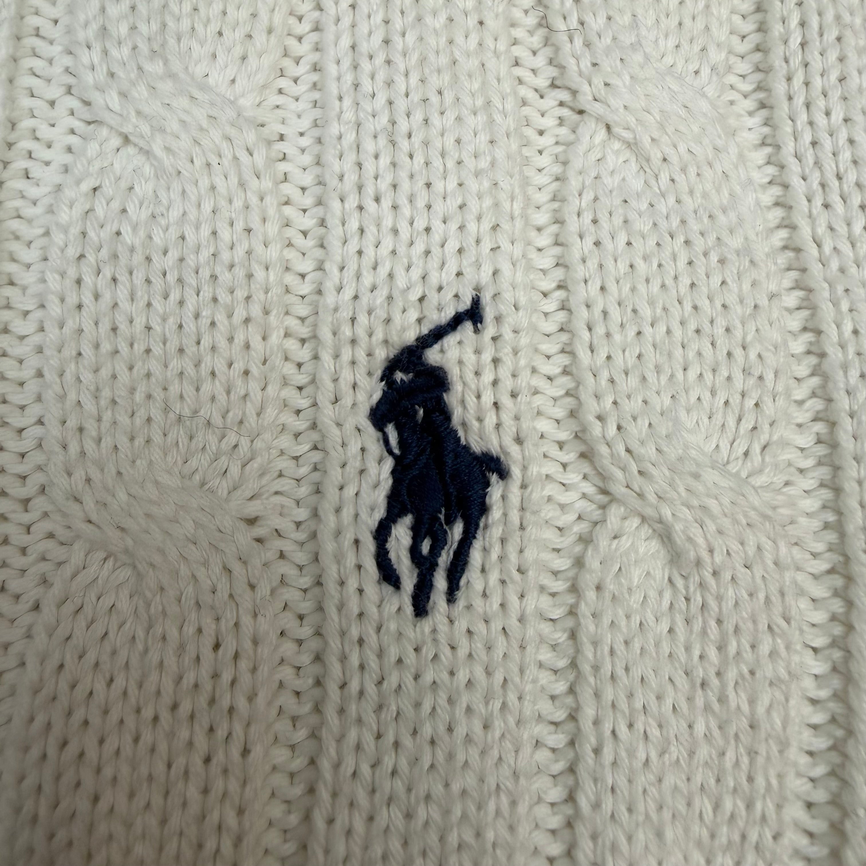 (W) Vintage Polo Ralph Lauren Cable Knit Sweater White